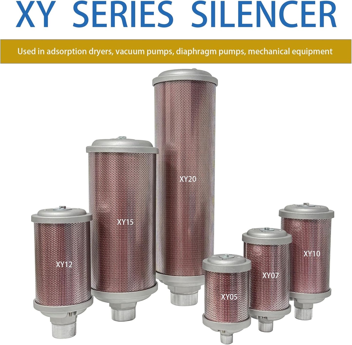 XY05 Air Compressor Muffle,Dryer Silencer 1/2" NPT,for Drying Machine Diaphragm Pump Exhaust Noise Reduction,XY-05 M05,Single Chamber 145 PSI,Muffler Replacement Part X05